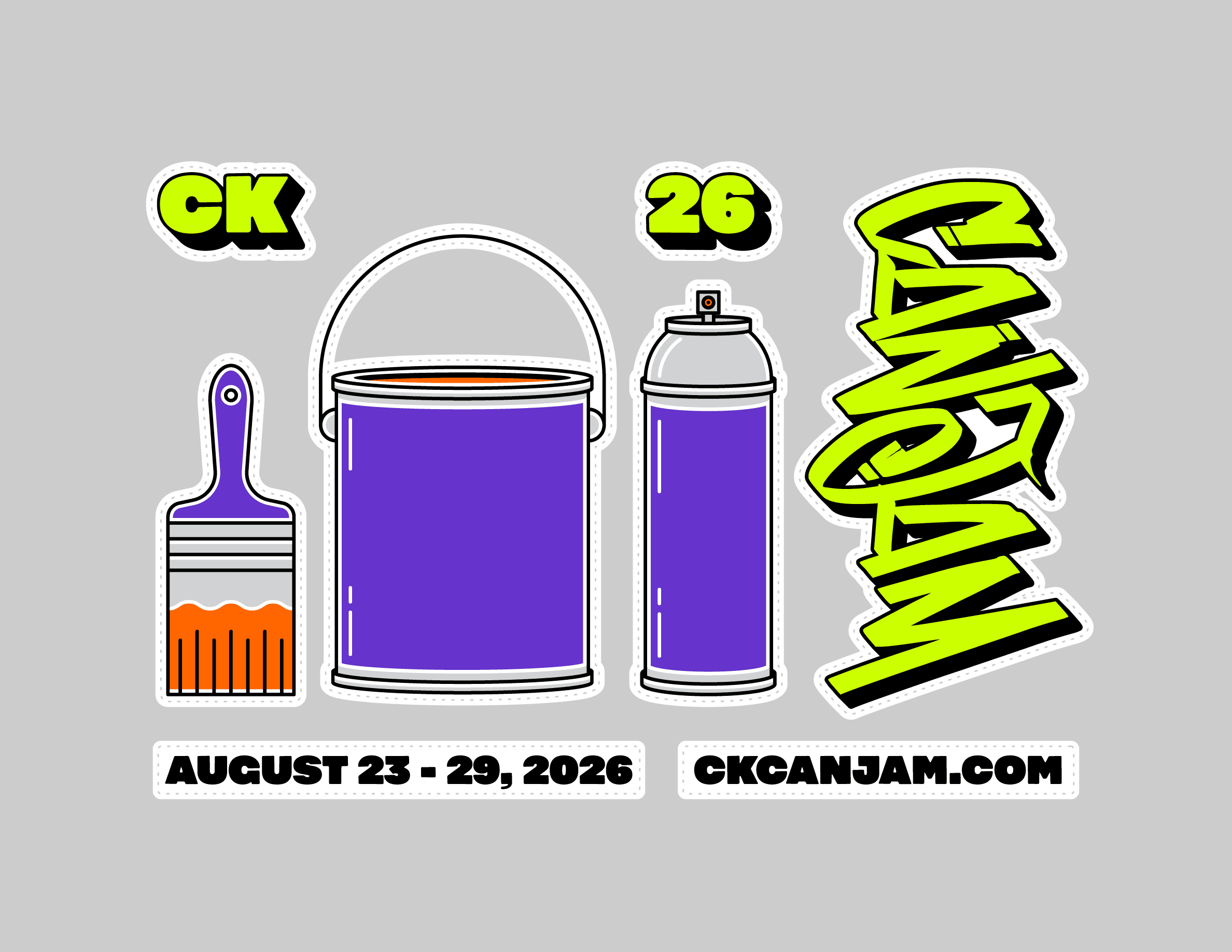 chatham-creative-company-ccc-ck-canjam-26-print-01 CK Can Jam 26 Event: August 23-29, 2026. Features paint and spray can graphics. Visit ckcanjam.com for details.